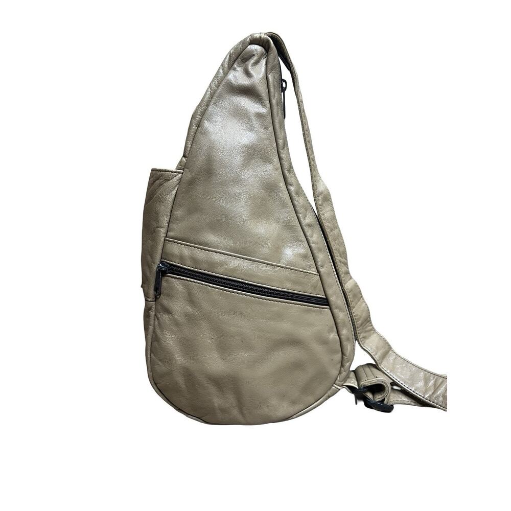 AmeriBag Sling Distressed Tan Leather Healthy Back Bag Travel Multi Pocket 15"